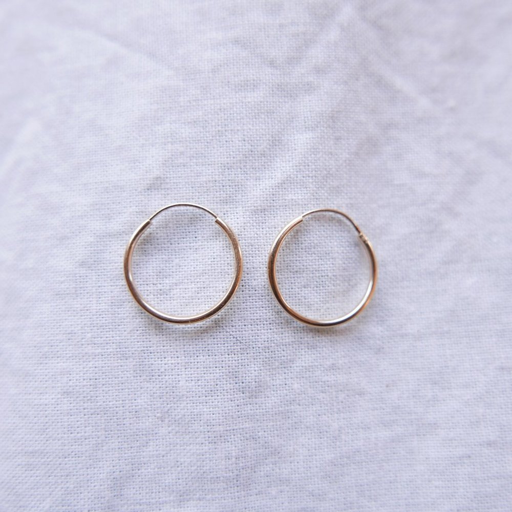 14k Yellow Gold Endless Hoops, 14mm